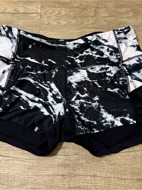 Avia Women's Black & White Marble Bike Shorts